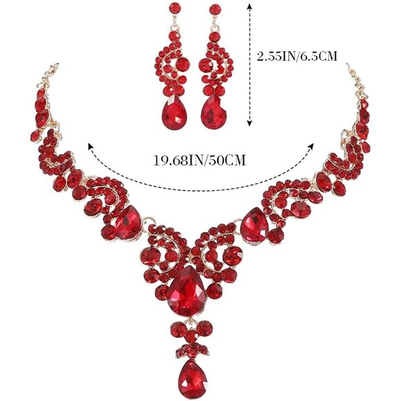 Unicra Bride Wedding Jewelry Sets Crystal Bridal Necklace Earrings Set R… - Picture 7 of 7